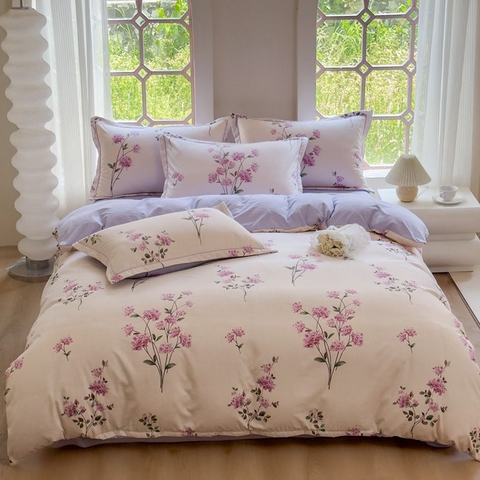 91家纺网 家纺一手货源 找家纺 禧多家纺 2024新款亲肤云锦棉四件套 花枝蔓