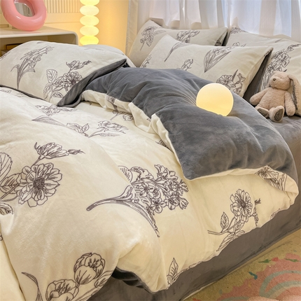 91家纺网 家纺一手货源 找家纺 （总）本制 2025新款B类牛奶绒印花四件套