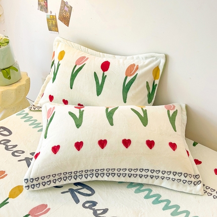 大柏树 2025新款A类高克重亲肤舒适牛奶绒印花四件套-单枕套可定制 寻彩