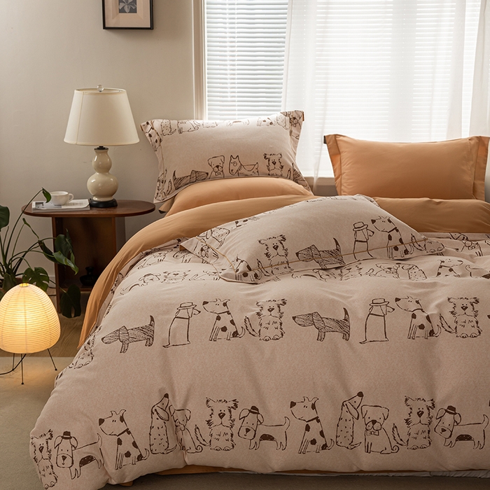 91家纺网 家纺一手货源 找家纺 左右家纺 2024秋冬新款全棉磨毛印花四件套 旺仔派