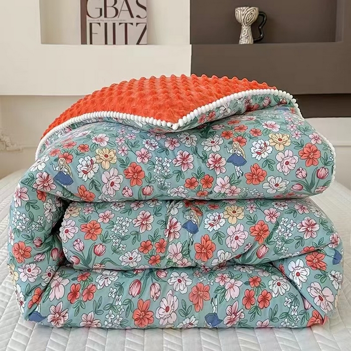 91家纺网 家纺一手货源 找家纺 禧多家纺 2024新款亲肤舒适印花云纱棉豆豆被子被芯 摩尔庄园