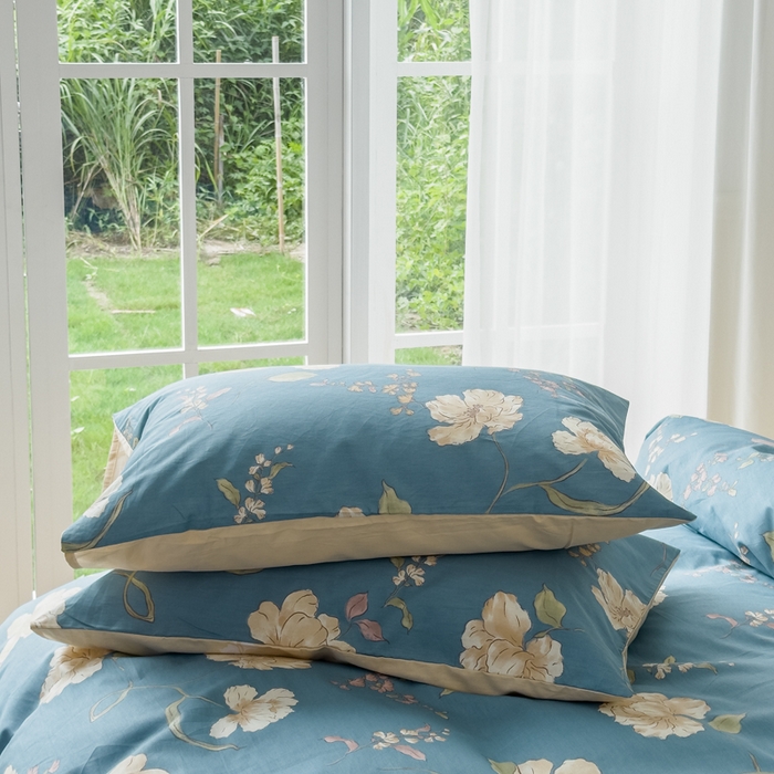 91家纺网 家纺一手货源 找家纺 2024新款印花小清新全棉四件套 知秋