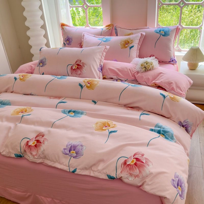 91家纺网 家纺一手货源 找家纺 禧多家纺 2024新款亲肤云锦棉四件套 悠然花开