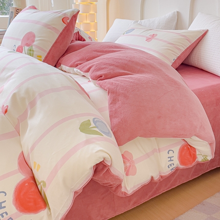 91家纺网 家纺一手货源 找家纺 （总）金丝鸟家纺 2024新款全棉印花加牛奶绒四件套