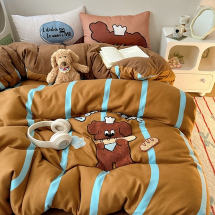 91家纺网 家纺一手货源 找家纺 (总) 花伞 2024新款毛巾绣卡通水洗棉磨毛四件套