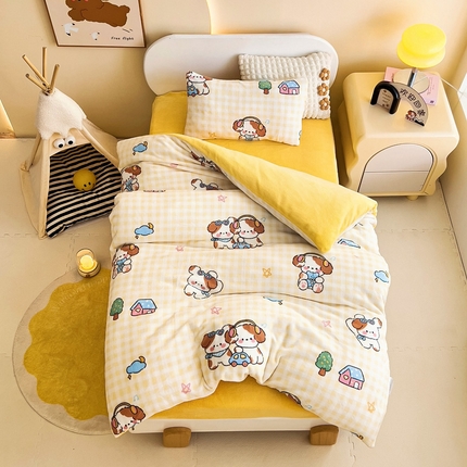 91家纺网 家纺一手货源 找家纺 （总）鱼宝 2024新款小版牛奶绒婴童套件