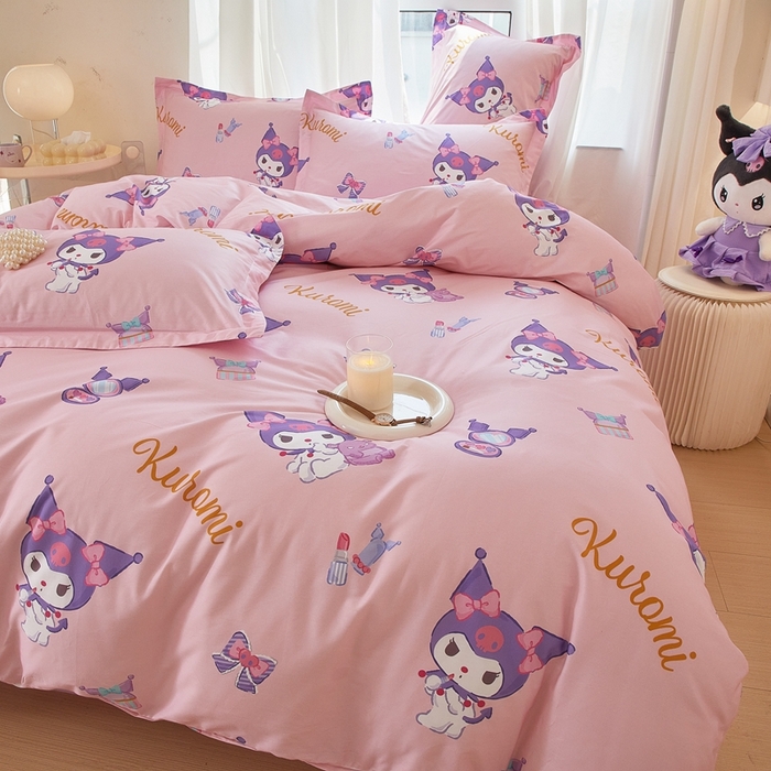 91家纺网 家纺一手货源 找家纺 蘭菲家纺 2024新款全棉小版卡通三丽鸥四件套 小甜酱.粉