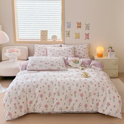 91家纺网 家纺一手货源 找家纺 铭浩家纺 2025新款原棉印花四件套 梦落繁花