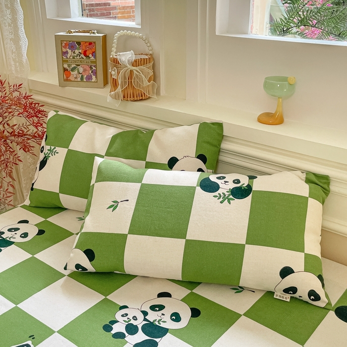 91家纺网 家纺一手货源 找家纺 义博家纺 2025新款全棉老粗布床单 呆萌熊宝