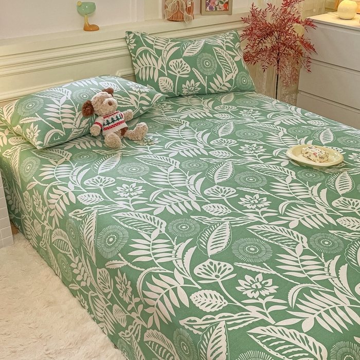 91家纺网 家纺一手货源 找家纺 义博家纺 2025新款全棉老粗布床单 花恋蝶