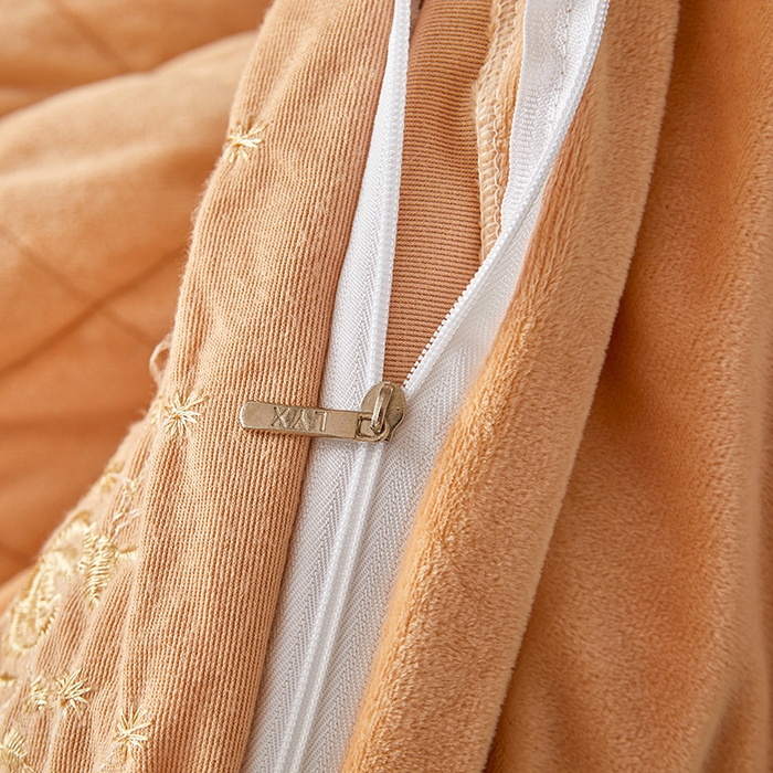 91家纺网 家纺一手货源 找家纺 罗艺轩 2024新款加厚宝宝绒夹棉床裙四件套-梦幻星辰 香槟金