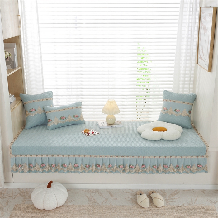 91家纺网 家纺一手货源 找家纺 共鸣沙发垫 2024新款四季雪尼尔飘窗垫-慕恋 慕恋浅绿