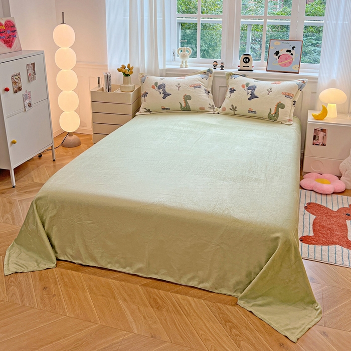 91家纺网 家纺一手货源 找家纺 韩巢家纺 2024新款加厚雪花绒牛奶绒珊瑚绒单件被套-新品（提供卖家秀 ） 恐龙宝贝（绿）