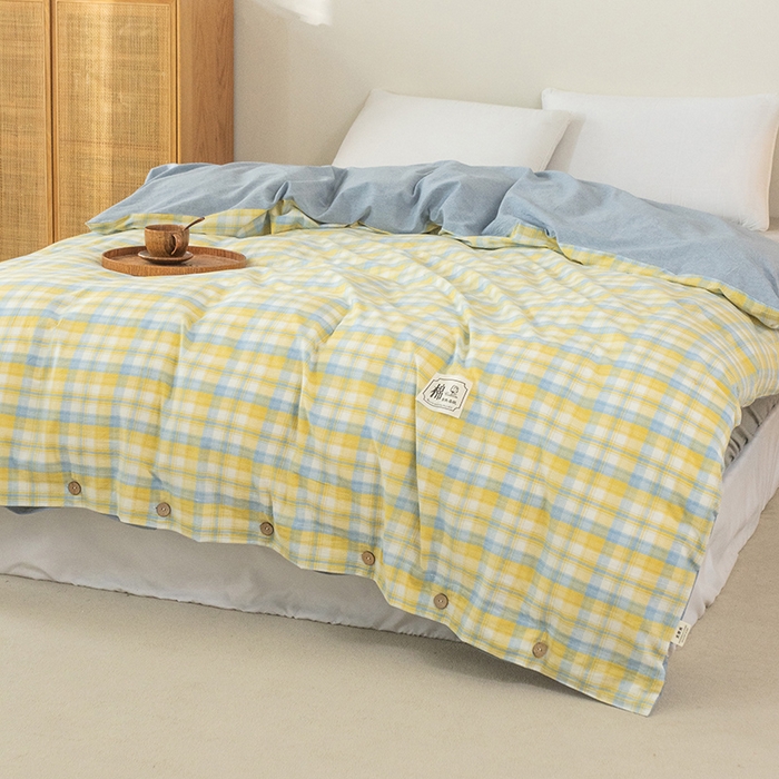 91家纺网 家纺一手货源 找家纺 呦呦南宋 纽扣款单被套A类纯棉  母婴级色织水洗棉 单件纯色被罩 无印风全棉单品被套 芒种