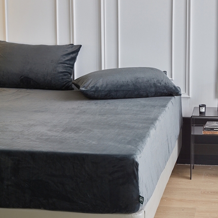 千朵森 2024新款A类纯色牛奶绒单床笠-芙妮系列-风格二 芙妮-雅士灰