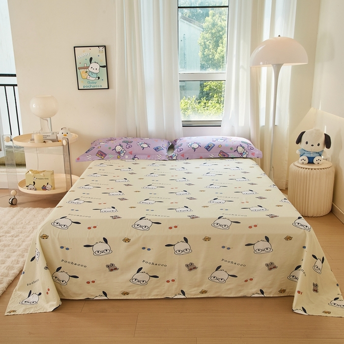 91家纺网 家纺一手货源 找家纺 蘭菲家纺 2024新款全棉小版卡通三丽鸥单被套 演唱会.紫