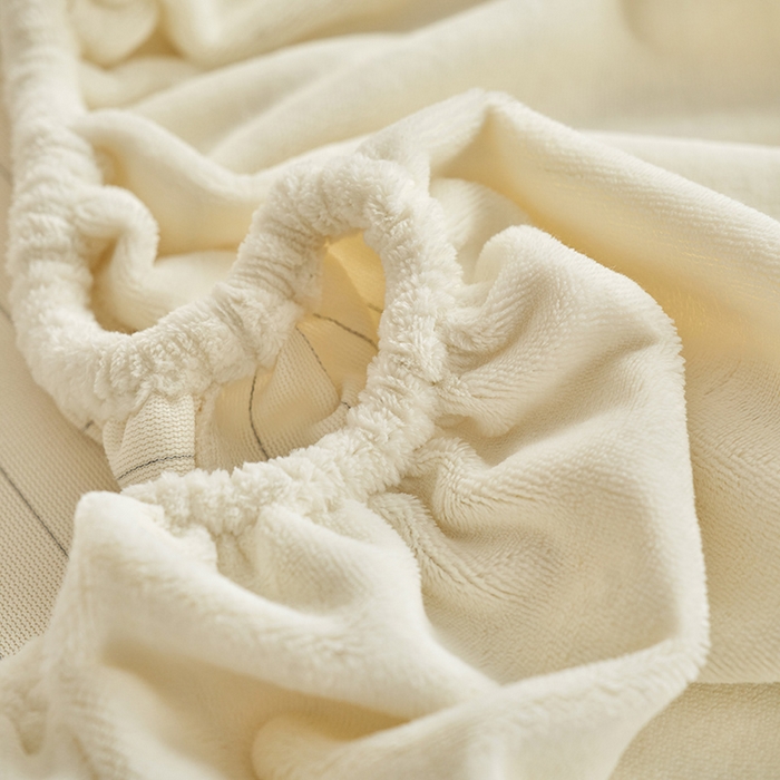 91家纺网 家纺一手货源 找家纺 千朵森 2024新款A类纯色牛奶绒单床笠-芙妮系列-风格一 芙妮-奶油白