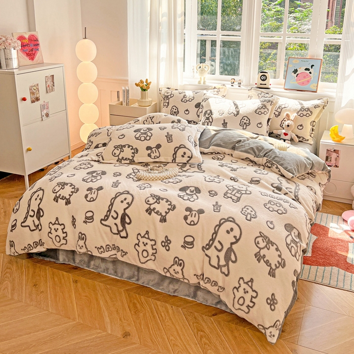 91家纺网 家纺一手货源 找家纺 韩巢家纺 2024新款加厚雪花绒牛奶绒珊瑚绒单件被套-新品（提供卖家秀 ） 灰色轨迹