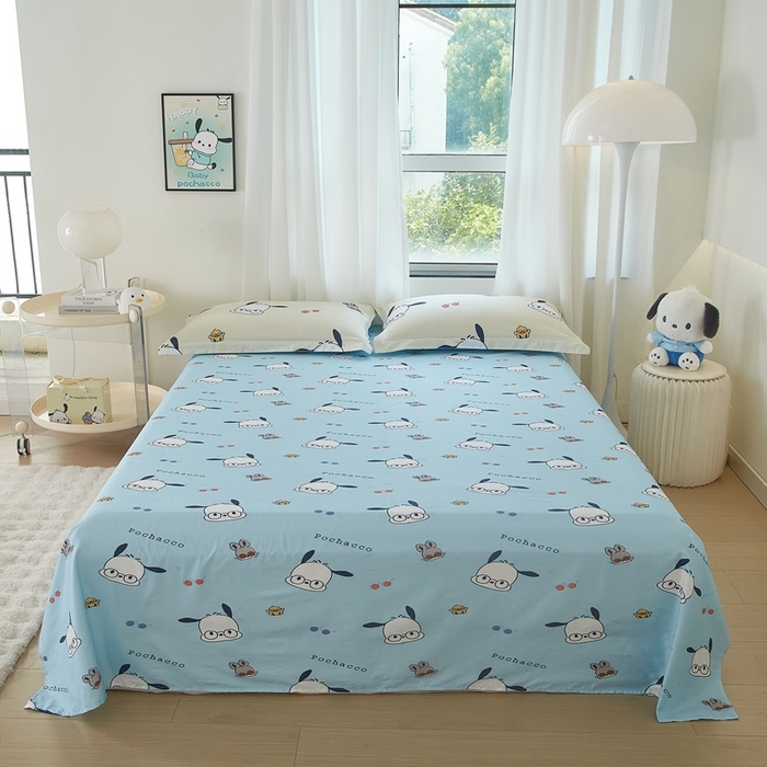 91家纺网 家纺一手货源 找家纺 蘭菲家纺 2024新款全棉小版卡通三丽鸥单被套 大眼睛狗.米