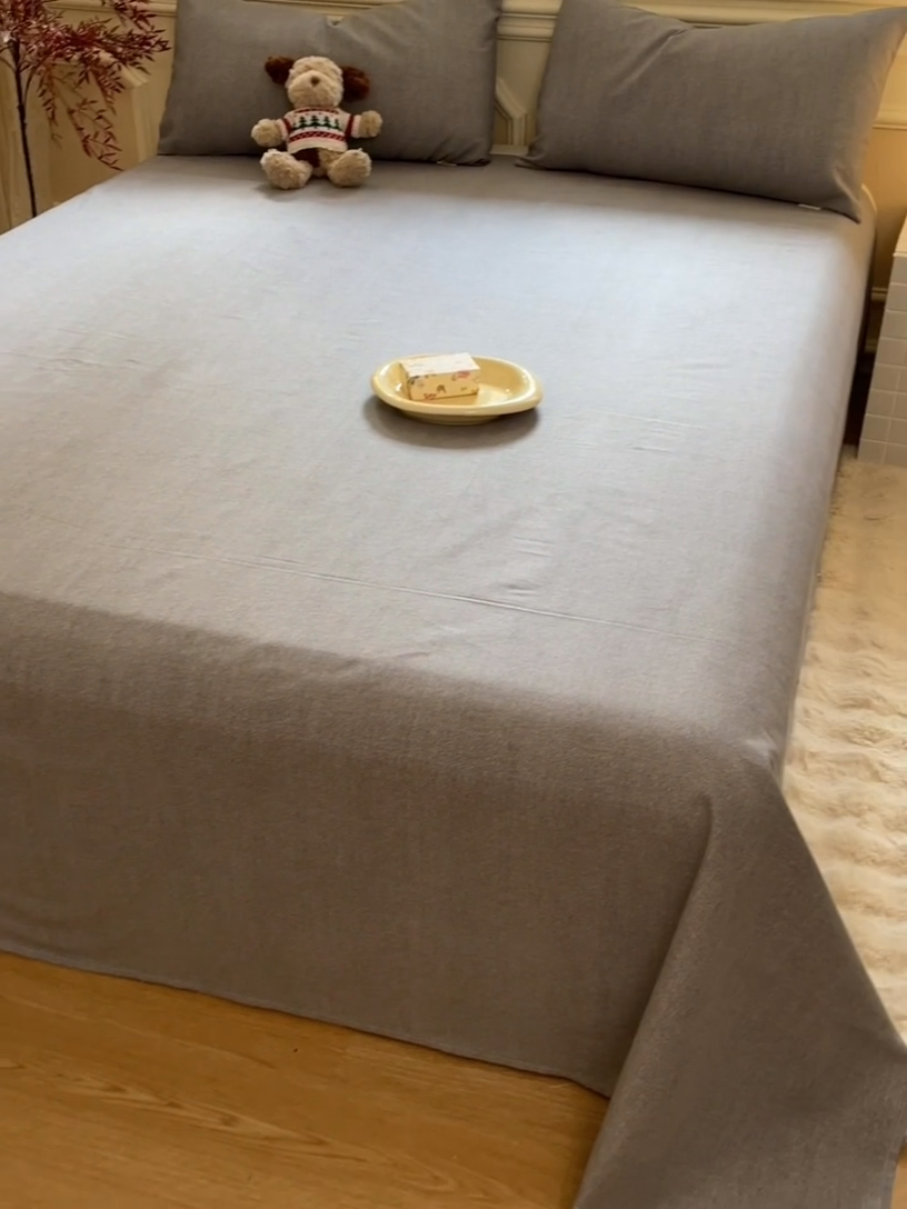 91家纺网 家纺一手货源 找家纺 义博家纺 2025新款全棉老粗布床单 商务灰