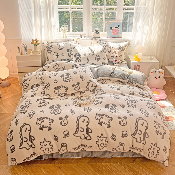 91家纺网 家纺一手货源 找家纺 韩巢家纺 2024新款加厚雪花绒牛奶绒珊瑚绒单件被套-新品（提供卖家秀 ） 灰色轨迹