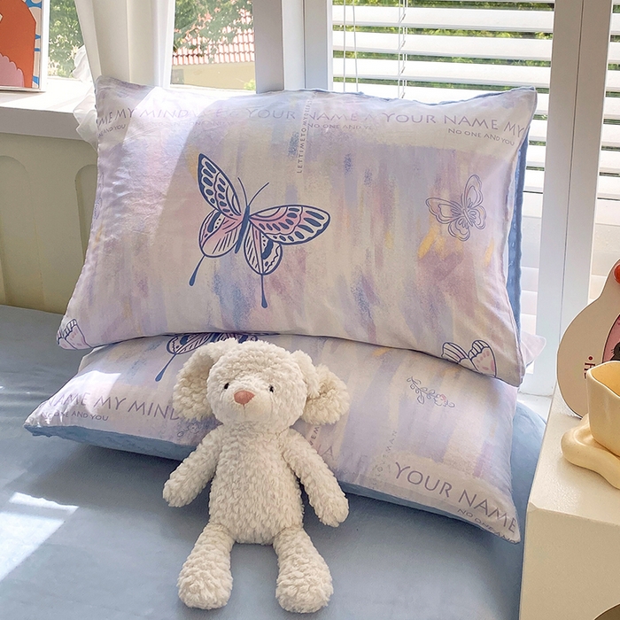 91家纺网 家纺一手货源 找家纺 金鑫汇家纺 2024新款棉加豆豆绒系列四件套 梦蝶