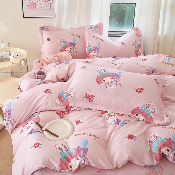 91家纺网 家纺一手货源 找家纺 蘭菲家纺 2024新款全棉小版卡通三丽鸥四件套 小美(圆）