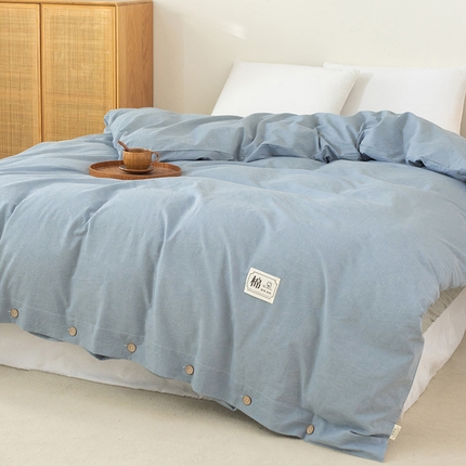 91家纺网 家纺一手货源 找家纺 （总）呦呦南宋 纽扣款单被套A类纯棉  母婴级色织水洗棉 单件纯色被罩 无印风全棉单品被套