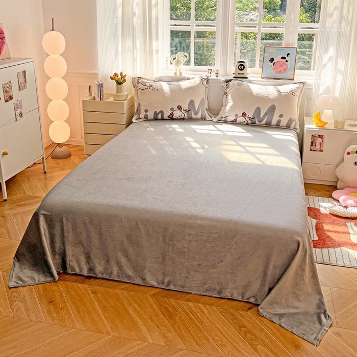 91家纺网 家纺一手货源 找家纺 韩巢家纺 2024新款加厚雪花绒牛奶绒珊瑚绒四件套-新品（提供卖家秀） 米菲