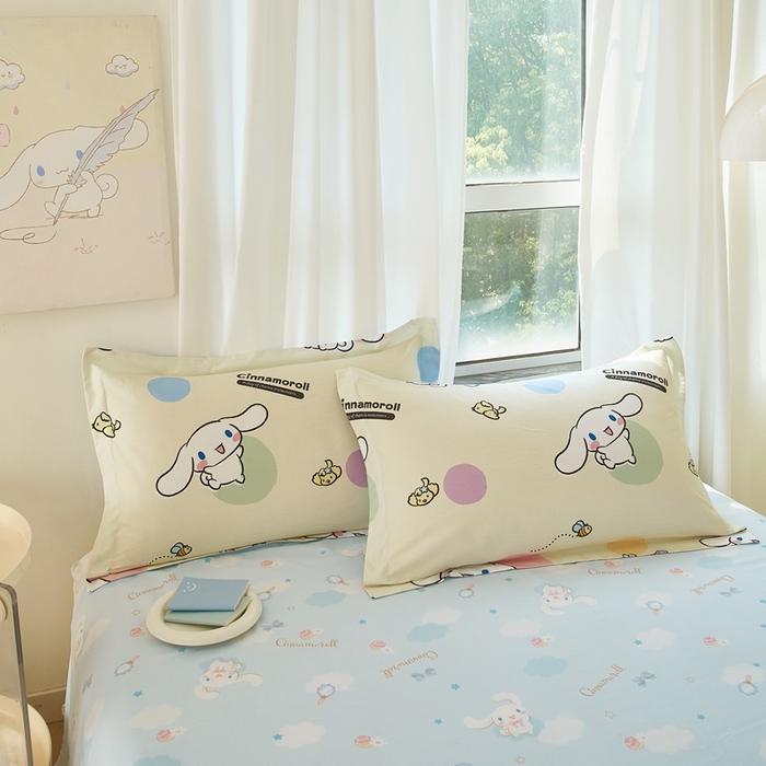 91家纺网 家纺一手货源 找家纺 蘭菲家纺 2024新款全棉小版卡通三丽鸥单被套 开心狗