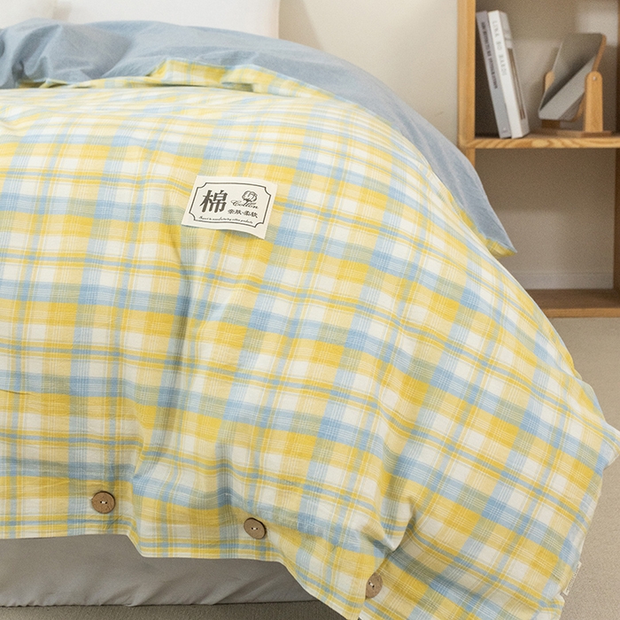 91家纺网 家纺一手货源 找家纺 呦呦南宋 纽扣款单被套A类纯棉  母婴级色织水洗棉 单件纯色被罩 无印风全棉单品被套 芒种
