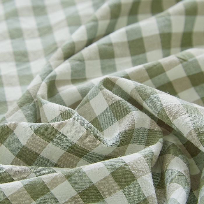 91家纺网 家纺一手货源 找家纺 呦呦南宋 纯棉简约款枕套 母婴级A类全棉色织水洗棉无印风单品一对装全棉枕头套 绿小格（简约款）