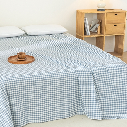91家纺网 家纺一手货源 找家纺 总【呦呦南宋】水洗棉床单A类母婴级纯棉 单件无印风单双人格子全棉纯色单品床单