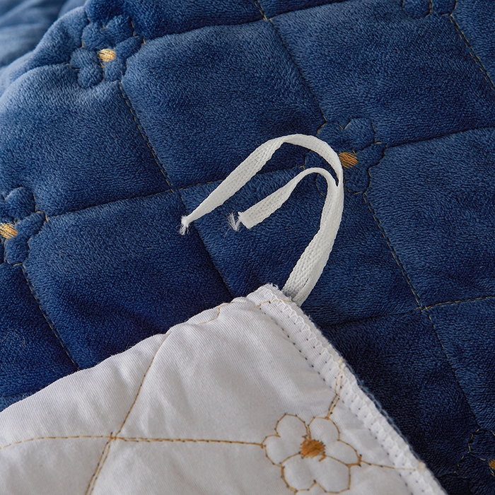 91家纺网 家纺一手货源 找家纺 罗艺轩 2024新款加厚宝宝绒夹棉床裙四件套-梦幻星辰 宝石蓝