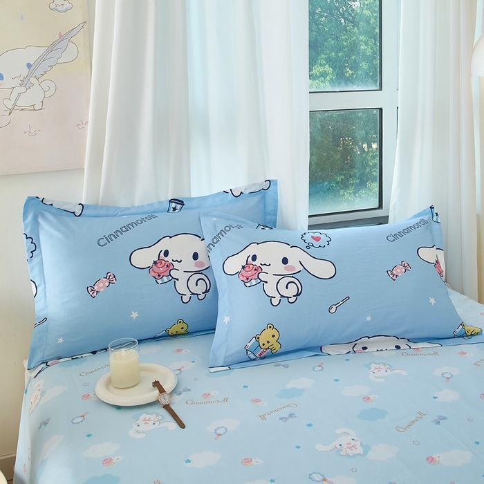 91家纺网 家纺一手货源 找家纺 蘭菲家纺 2024新款全棉小版卡通三丽鸥单被套 小团子