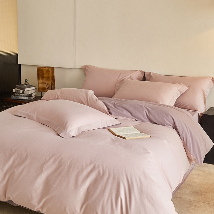 91家纺网 家纺一手货源 找家纺 秀色家纺 2025新款秋冬加厚保暖床上纯色四件套纯棉磨毛全棉床单被套三件套50支-瑞妮 瑞妮-桃红+轻紫