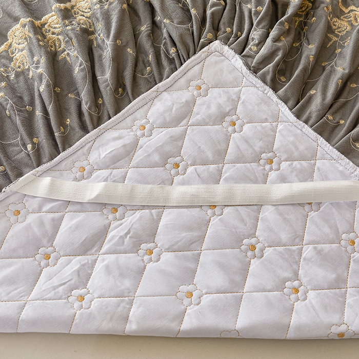 91家纺网 家纺一手货源 找家纺 罗艺轩 2024新款加厚宝宝绒夹棉床裙四件套-梦幻星辰 高级灰