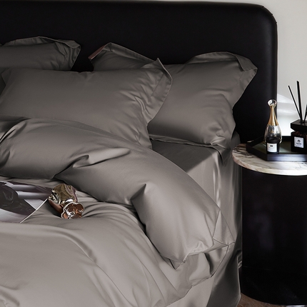 91家纺网 家纺一手货源 找家纺 秀色家纺 2025新款50支贡缎A类轻奢纯色长绒棉四件套全棉纯棉被套高级感床单三件套-雅克 雅克-香芋紫