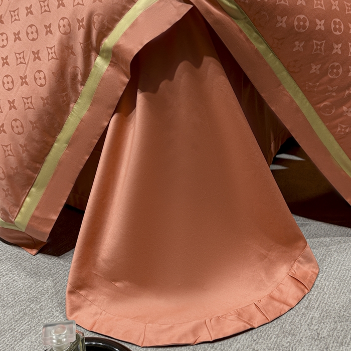 91家纺网 家纺一手货源 找家纺 雲归梦 2024新款轻奢双拼角全棉提花四件套 遇见经典-活力橙