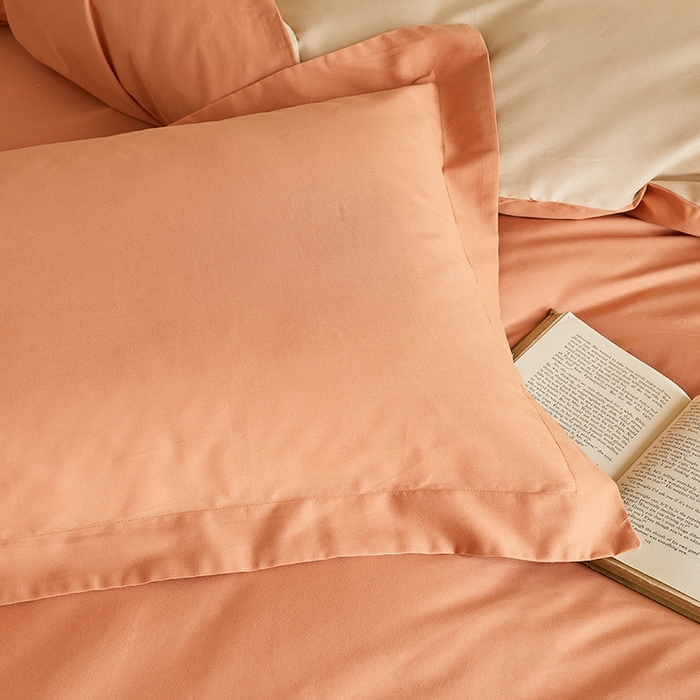 91家纺网 家纺一手货源 找家纺 秀色家纺 2025新款秋冬加厚保暖床上纯色四件套纯棉磨毛全棉床单被套三件套50支-瑞妮 瑞妮-桔红+奶油