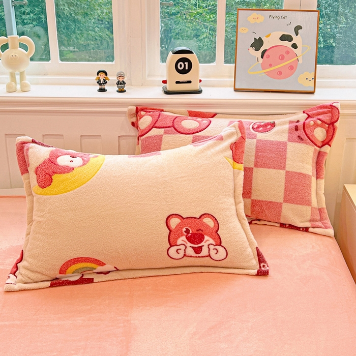 91家纺网 家纺一手货源 找家纺 韩巢家纺 2024新款加厚雪花绒牛奶绒珊瑚绒单件被套-新品（提供卖家秀 ） 欢乐小熊