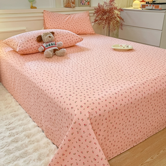 91家纺网 家纺一手货源 找家纺 义博家纺 2025新款全棉老粗布床单 梵花