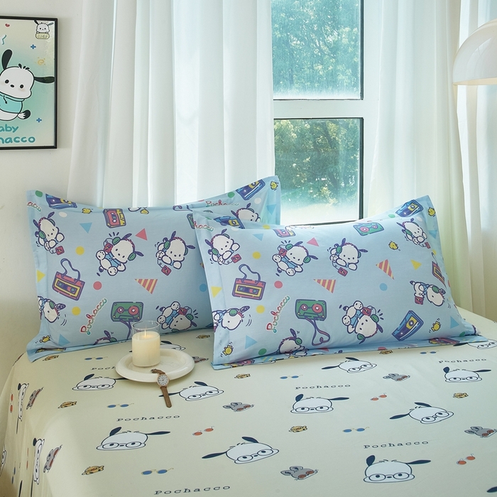 91家纺网 家纺一手货源 找家纺 蘭菲家纺 2024新款全棉小版卡通三丽鸥单被套 演唱会.蓝