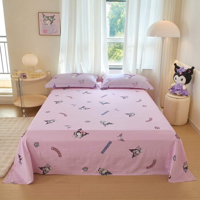 91家纺网 家纺一手货源 找家纺 蘭菲家纺 2024新款全棉小版卡通三丽鸥单被套 小甜酱.紫