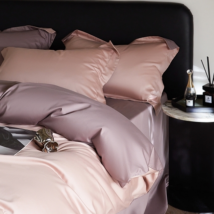 91家纺网 家纺一手货源 找家纺 秀色家纺 2025新款50支贡缎A类轻奢纯色长绒棉四件套全棉纯棉被套高级感床单三件套-雅克 雅克-香芋紫
