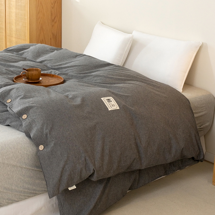 91家纺网 家纺一手货源 找家纺 （总）呦呦南宋 纽扣款单被套A类纯棉  母婴级色织水洗棉 单件纯色被罩 无印风全棉单品被套