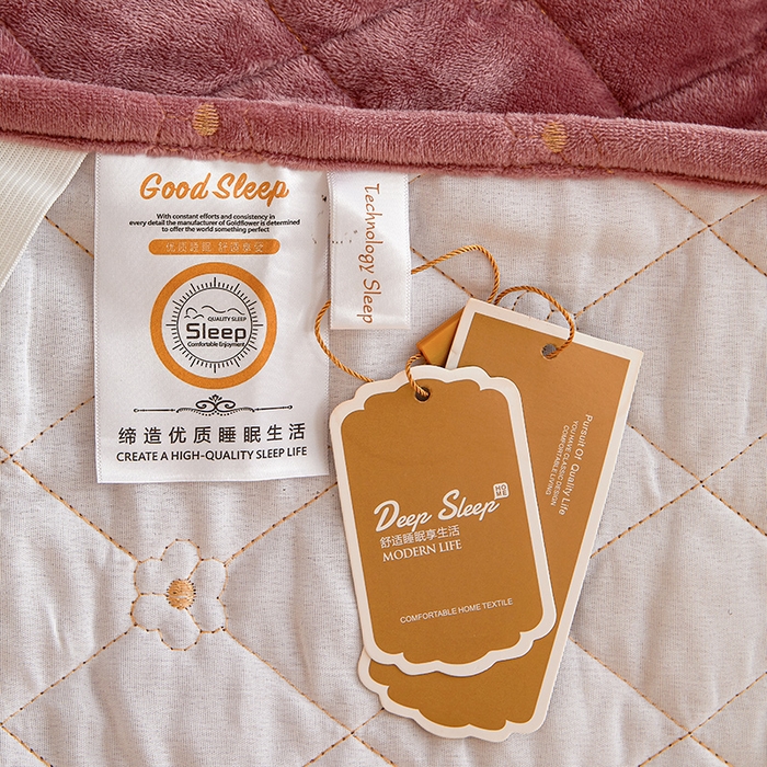 91家纺网 家纺一手货源 找家纺 罗艺轩 2024新款加厚宝宝绒夹棉床裙三件套-梦幻星辰 豆沙粉