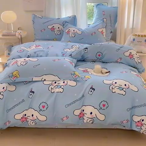 91家纺网 家纺一手货源 找家纺 蘭菲家纺 2024新款全棉小版卡通三丽鸥四件套 小土豆