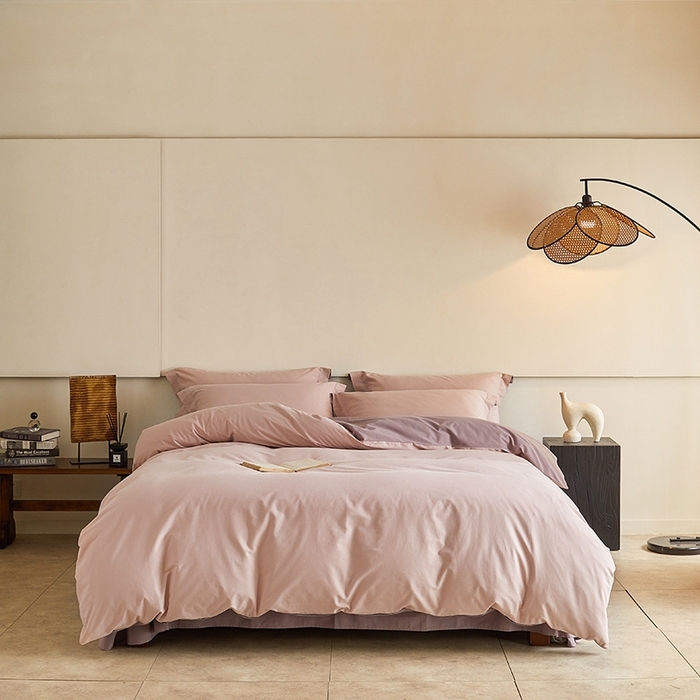 91家纺网 家纺一手货源 找家纺 秀色家纺 2025新款秋冬加厚保暖床上纯色四件套纯棉磨毛全棉床单被套三件套50支-瑞妮 瑞妮-桃红+轻紫