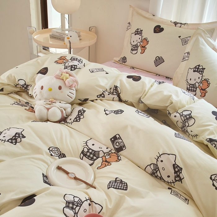 91家纺网 家纺一手货源 找家纺 蘭菲家纺 2024新款全棉小版卡通三丽鸥四件套 小布熊